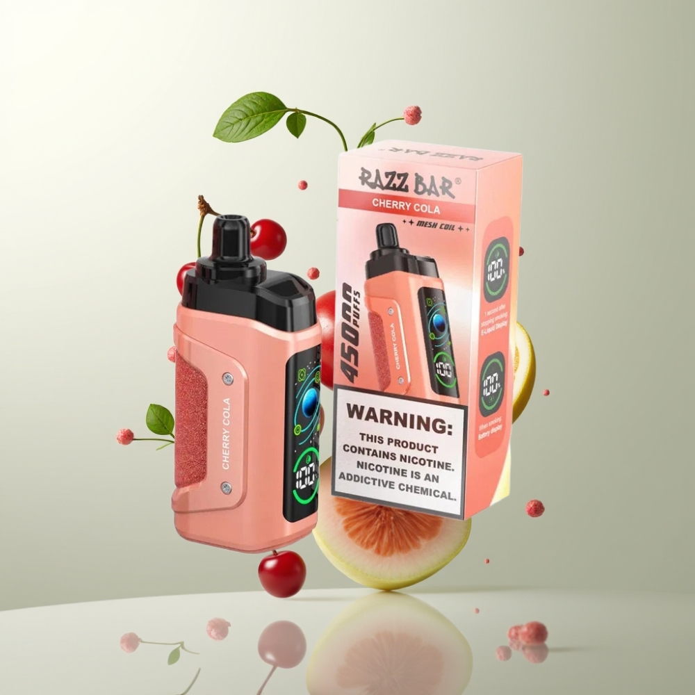Razz Bar 45000 Puffs Bobine Mesh 10 Ohm Flux d\Air Réglable Cerise Cola