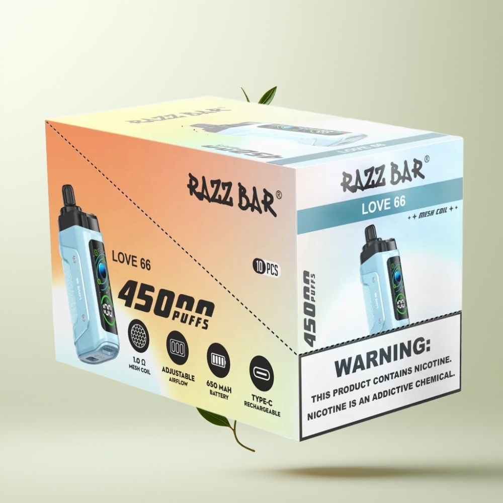 Razz Bar 45000 Puffs Mesh Coil 10 Ohm Réglable Amour 66