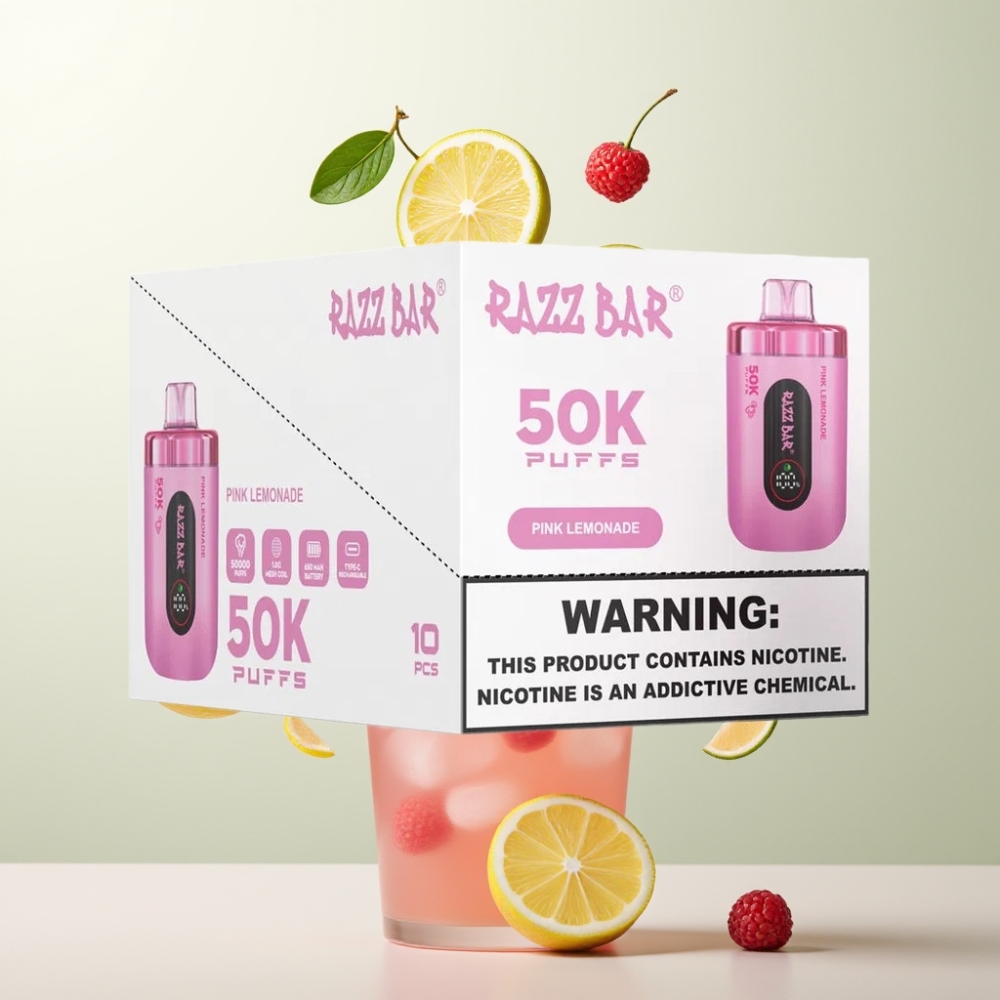 Razz Bar 50K Puffs 10 Ohm Mesh 650mAh Type-C 2 Citronade Rose