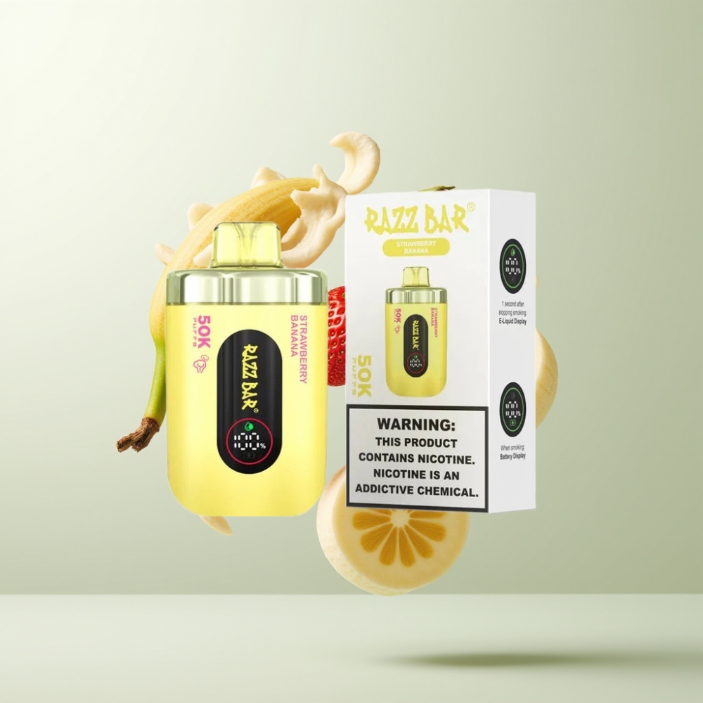 Razz Bar 50K Puffs Rechargeable 650mAh 10 Ohm Fraise Banane