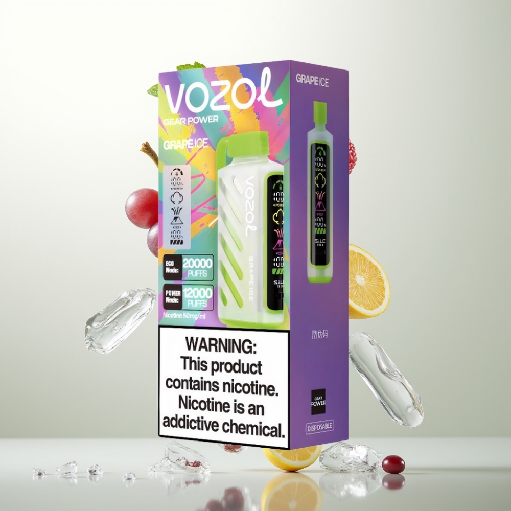 VOZOL Gear Power 20000 Puffs Double Mesh Écran Plein 20mL 5 Glace Raisin