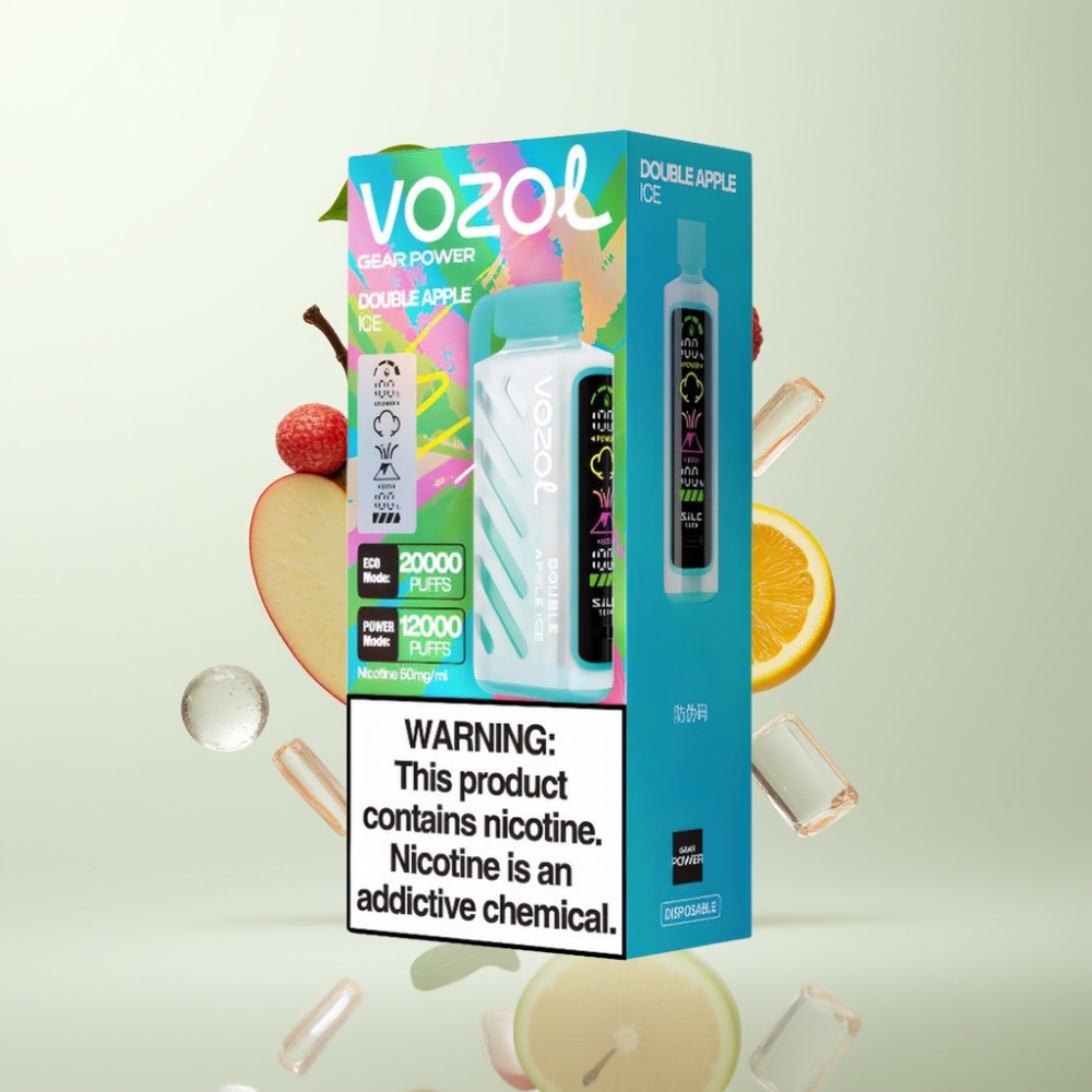 VOZOL Gear Power 20000 Puffs Double Pomme Glacée – Tech SiLC 20mL 5 Dual Mesh Écran Plein