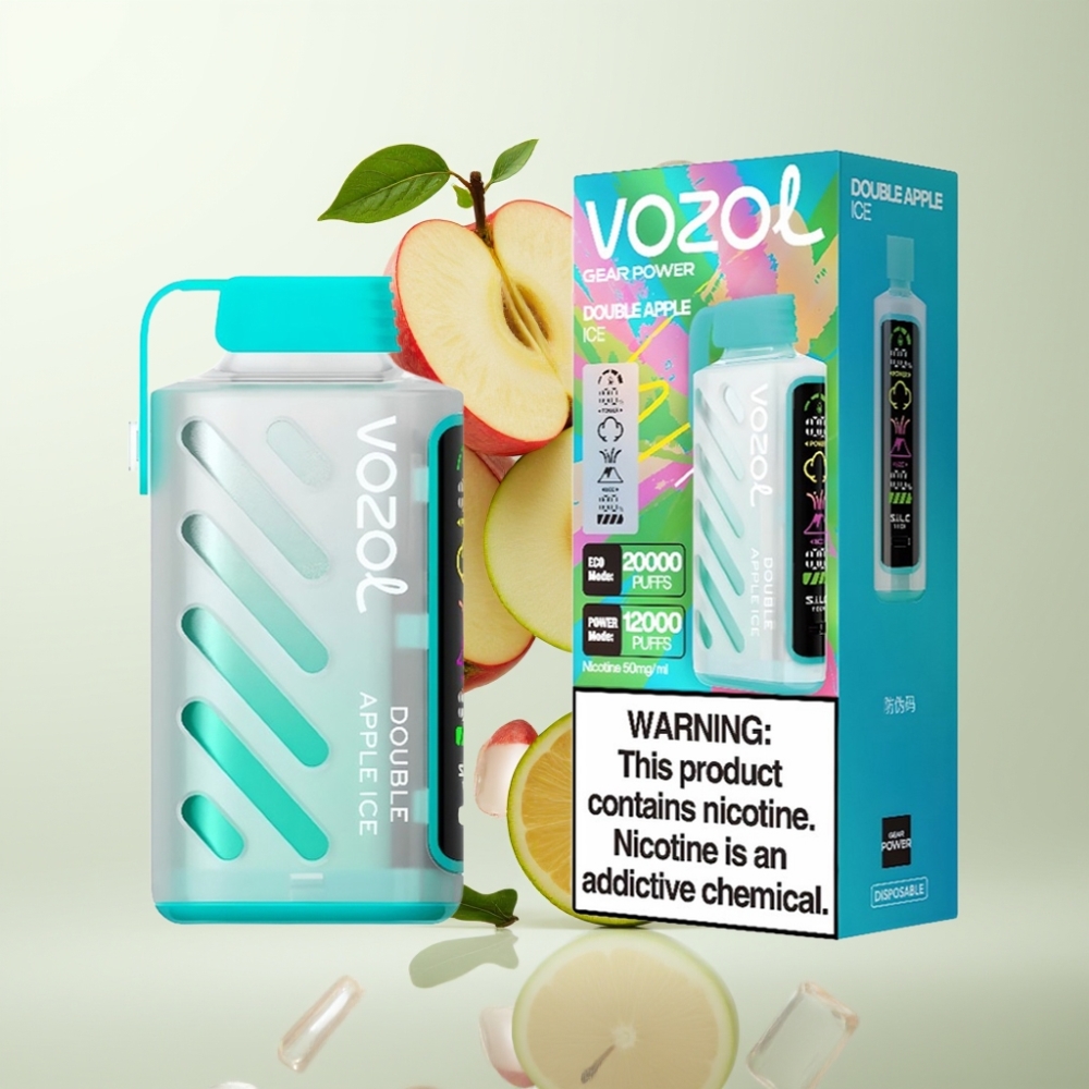 VOZOL Gear Power 20000 Puffs Double Pomme Glacée – Tech SiLC 20mL 5 Dual Mesh Écran Plein