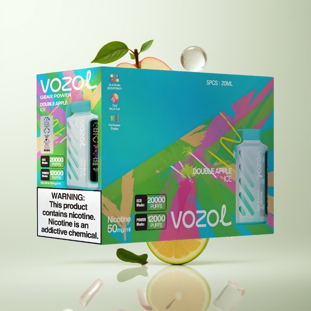 VOZOL Gear Power 20000 Puffs Double Pomme Glacée – Tech SiLC 20mL 5 Dual Mesh Écran Plein