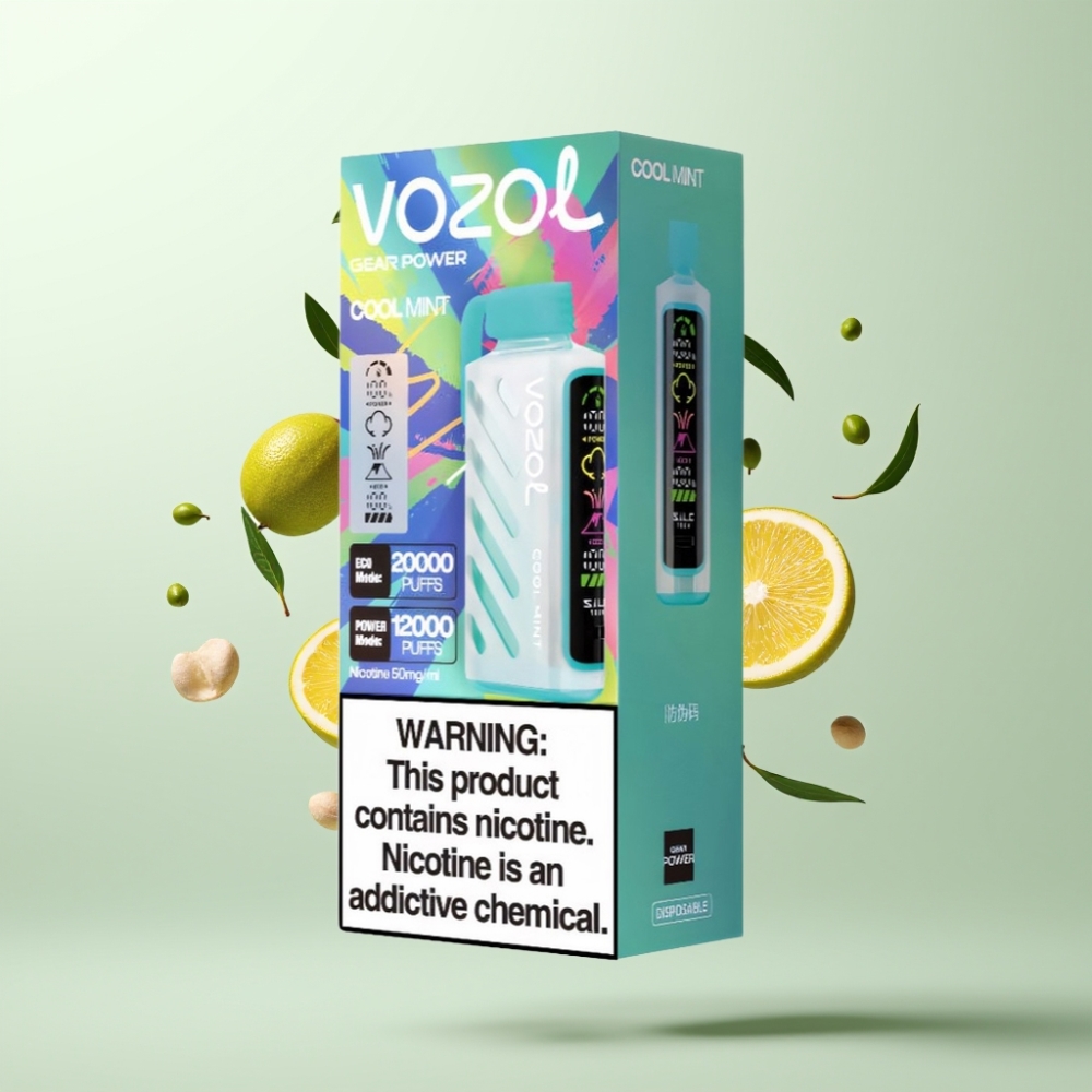 VOZOL Gear Power 20000 Puffs Technologie SiLC Tech Double Mesh 20mL Menthe Fraîche