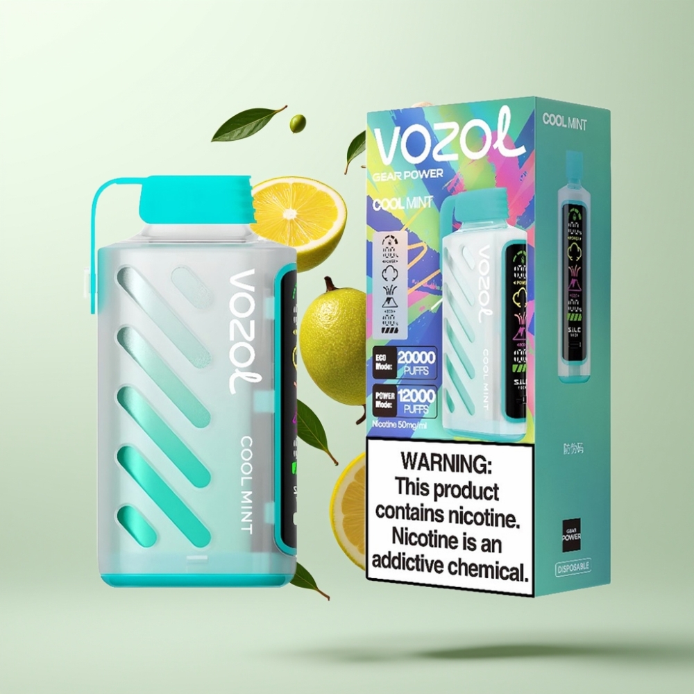 VOZOL Gear Power 20000 Puffs Technologie SiLC Tech Double Mesh 20mL Menthe Fraîche