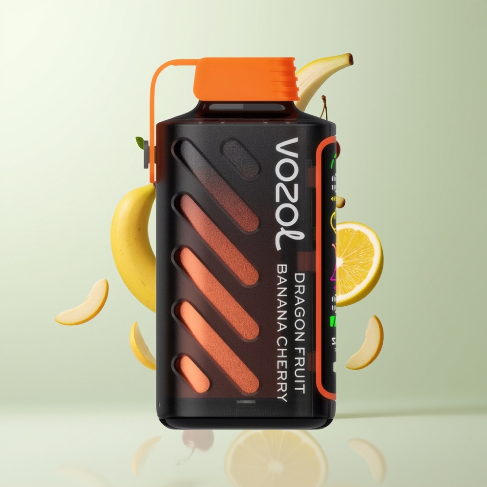 VOZOL Gear Power 20000 Puffs Technologie SiLC Tech Écran Complet Double Mesh Coil 20mL 5 Fruit du Dragon Banane Cerise