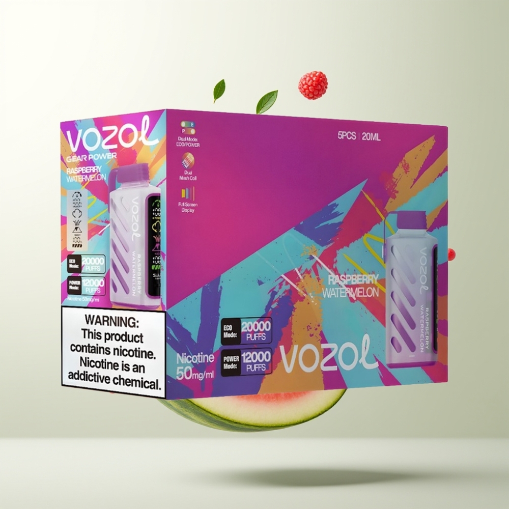 VOZOL Gear Power 20000 Puffs Écran Complet Dual Mesh Framboise Pastèque