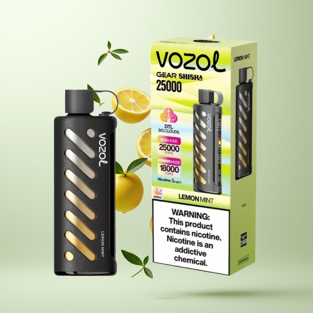 VOZOL Gear Shisha 25000 Puffs Citron Menthe Dual Mesh 1000mAh 5mg/ml