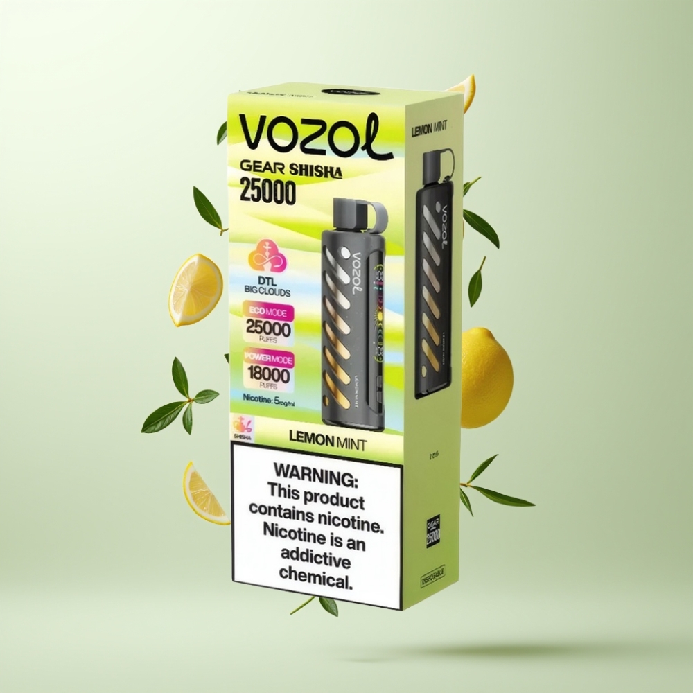 VOZOL Gear Shisha 25000 Puffs Citron Menthe Dual Mesh 1000mAh 5mg/ml