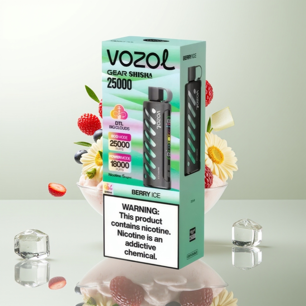VOZOL Gear Shisha 25000 Puffs Double Mesh Baies Glacées 5mg/ml SiLC Tech