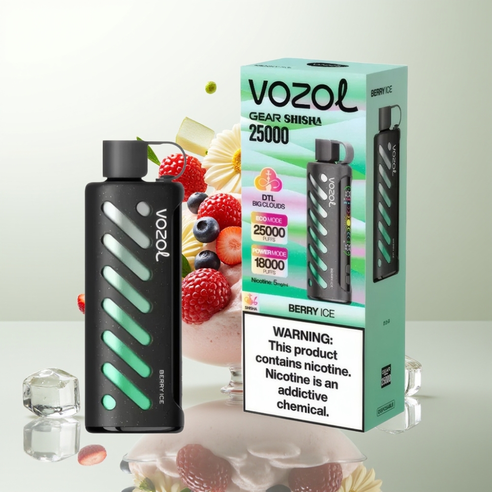 VOZOL Gear Shisha 25000 Puffs Double Mesh Baies Glacées 5mg/ml SiLC Tech