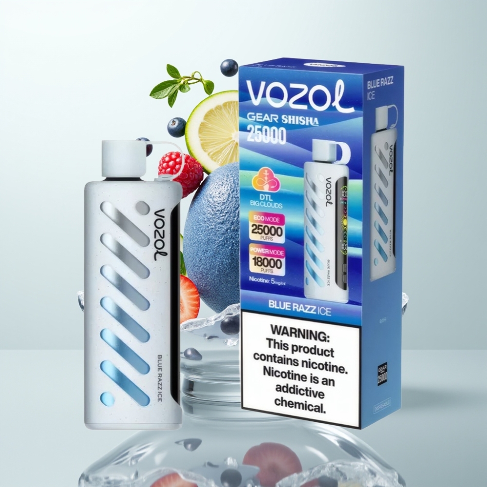 VOZOL Gear Shisha 25000 Puffs Dual Mesh 1000mAh SiLC Tech Blue Razz Glace