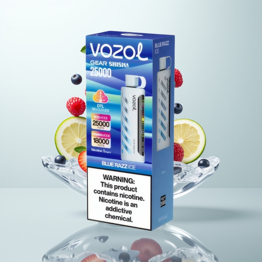 VOZOL Gear Shisha 25000 Puffs Dual Mesh 1000mAh SiLC Tech Blue Razz Glace