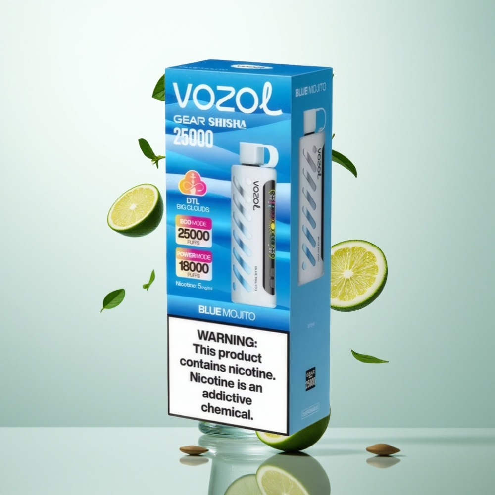 VOZOL Gear Shisha 25000 Puffs Dual Mesh SiLC Tech 1000mAh Mojito Bleu