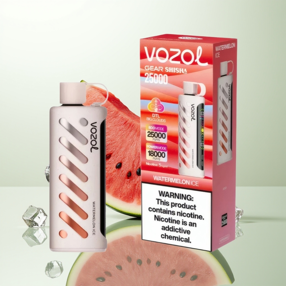 VOZOL Gear Shisha 25000 Puffs Pastèque Glacée SiLC Tech Dual Mesh 1000mAh 5mg/ml