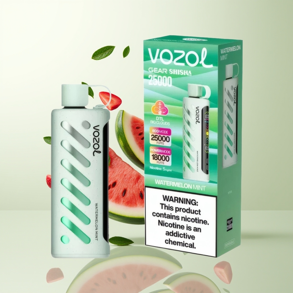 VOZOL Gear Shisha 25000 Puffs Pastèque Menthe 5mg/ml 1000mAh Dual Mesh SiLC Tech
