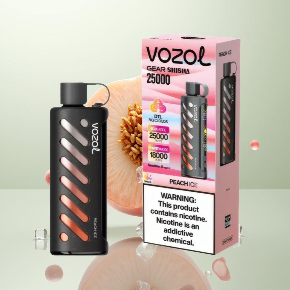 VOZOL Gear Shisha 25000 Puffs Pêche Glacée SiLC Tech Dual Mesh 1000mAh 5mg