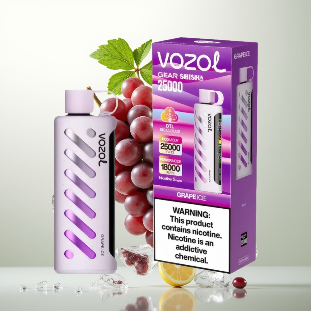 VOZOL Gear Shisha 25000 Puffs SiLC Tech Dual Mesh Glace au Raisin