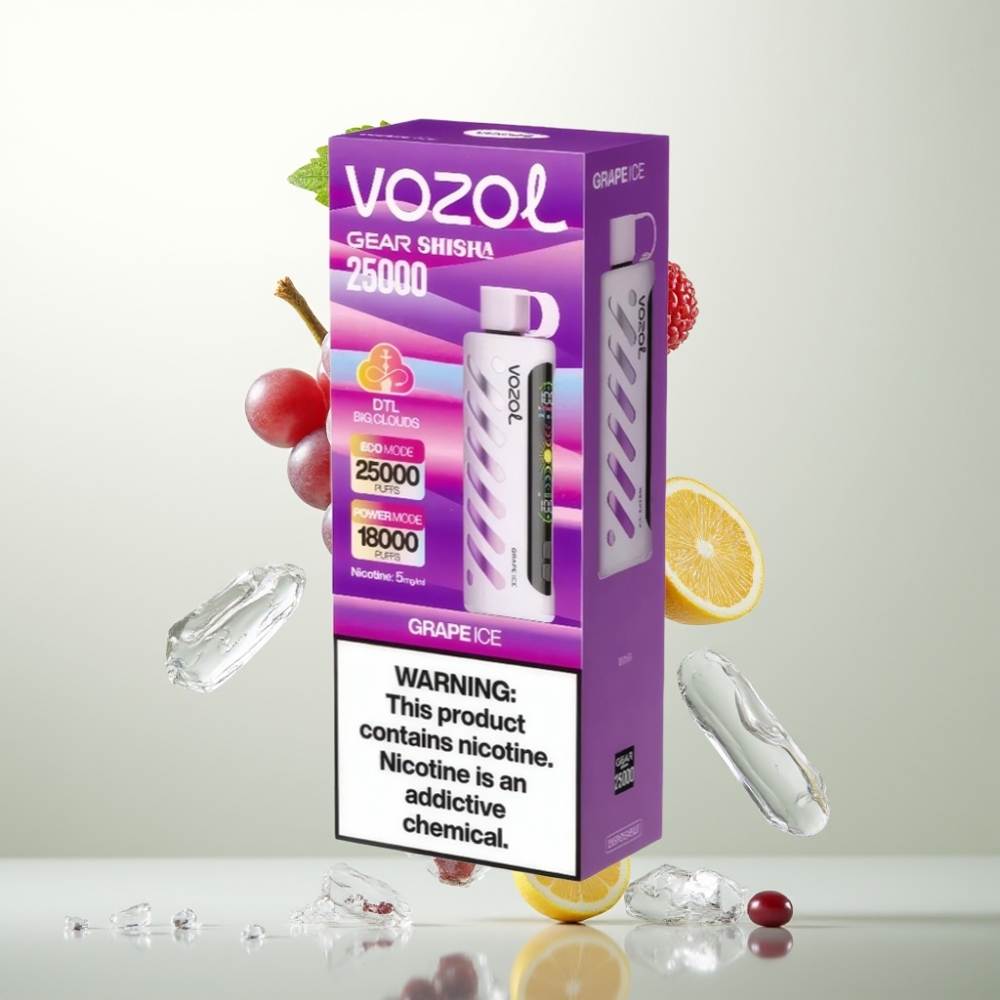 VOZOL Gear Shisha 25000 Puffs SiLC Tech Dual Mesh Glace au Raisin