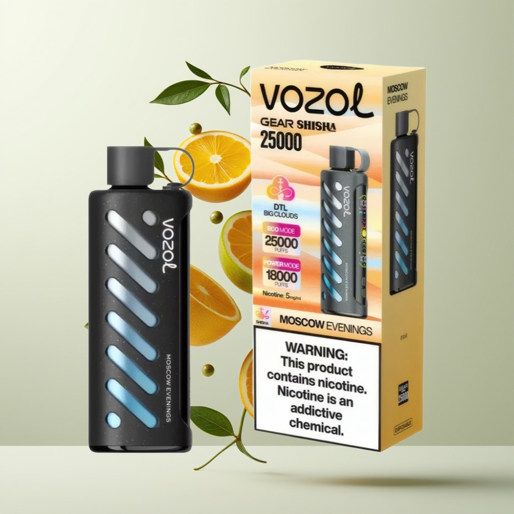 VOZOL Gear Shisha 25000 Puffs Soirées Moscou SiLC Tech Dual Mesh 1000mAh 5mg/ml