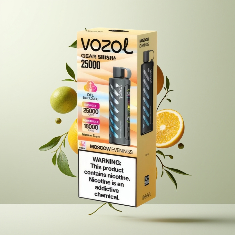 VOZOL Gear Shisha 25000 Puffs Soirées Moscou SiLC Tech Dual Mesh 1000mAh 5mg/ml