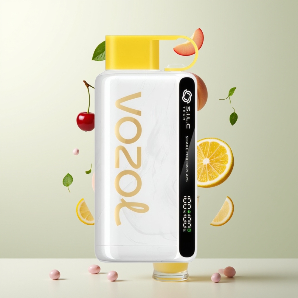VOZOL STAR 9000/12000 Vape Jetable Cerise Pêche Limonade Affichage Secouez TECH SiLC Protection Embout Recyclé Charge Rapide 650mAh 0/20/50mg/ml