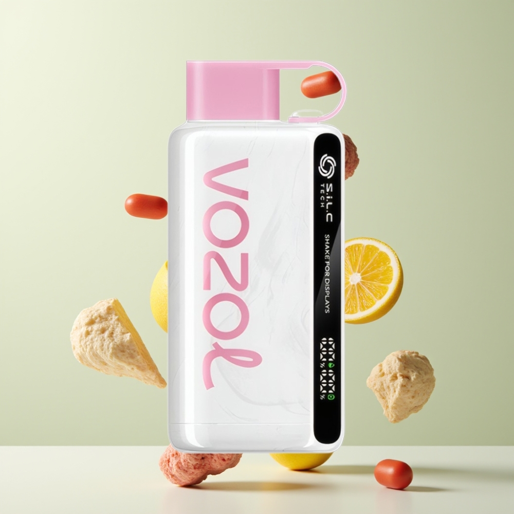 VOZOL STAR 9000/12000 Vape Jetable avec Affichage par Secousse Charge Rapide 30 650mAh Bonbon Crème