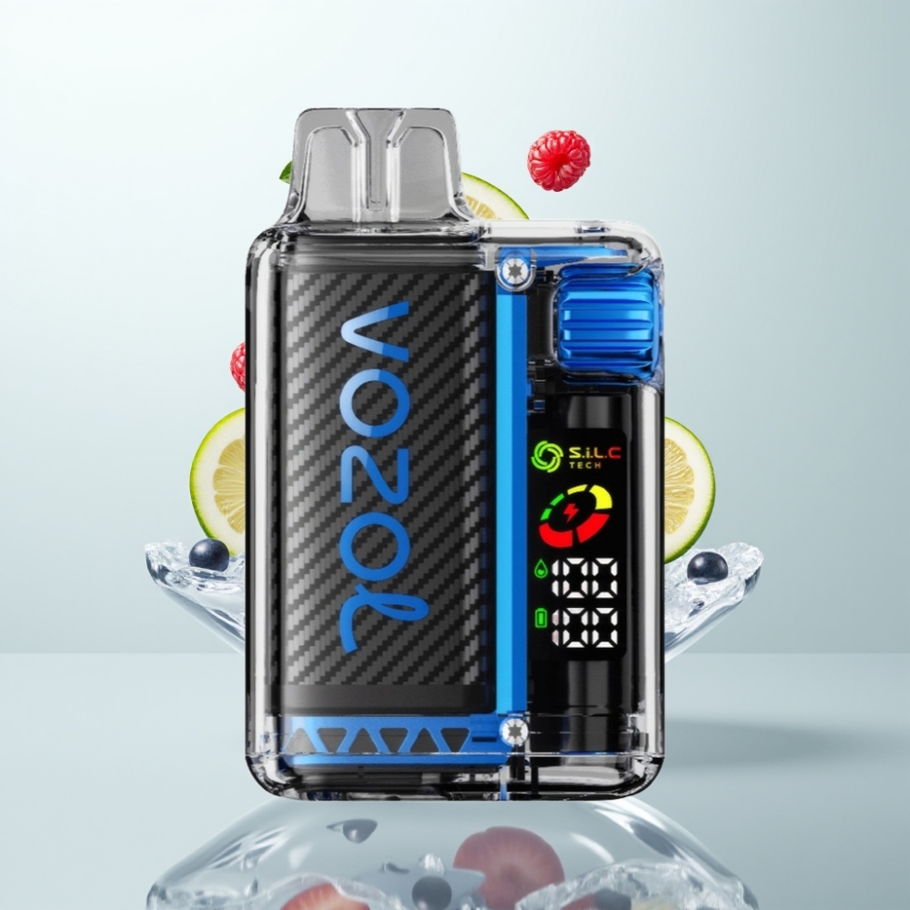 VOZOL Vista 20000 Puffs Batterie Rechargeable 650mAh OLED 2 Bleu Framboise Glace