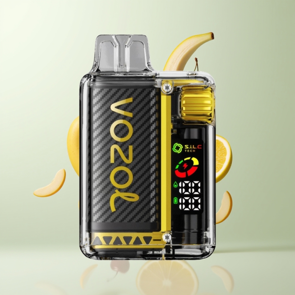 VOZOL Vista 20000 Puffs Batterie Rechargeable 650mAh OLED 2 Nicotine MTL Kit Recyclable 65 PCR Fruit du Dragon Banane Cerise