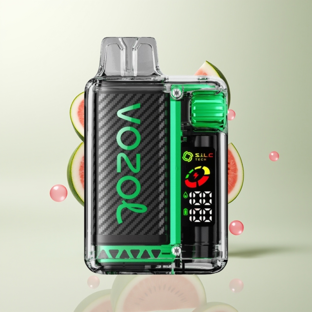 VOZOL Vista 20000 Puffs Batterie Rechargeable 650mAh OLED 2 Nicotine SiLC Tech Dual Mesh Coil MCU 65 PCR TPD MTL Pastèque Bubble Gum