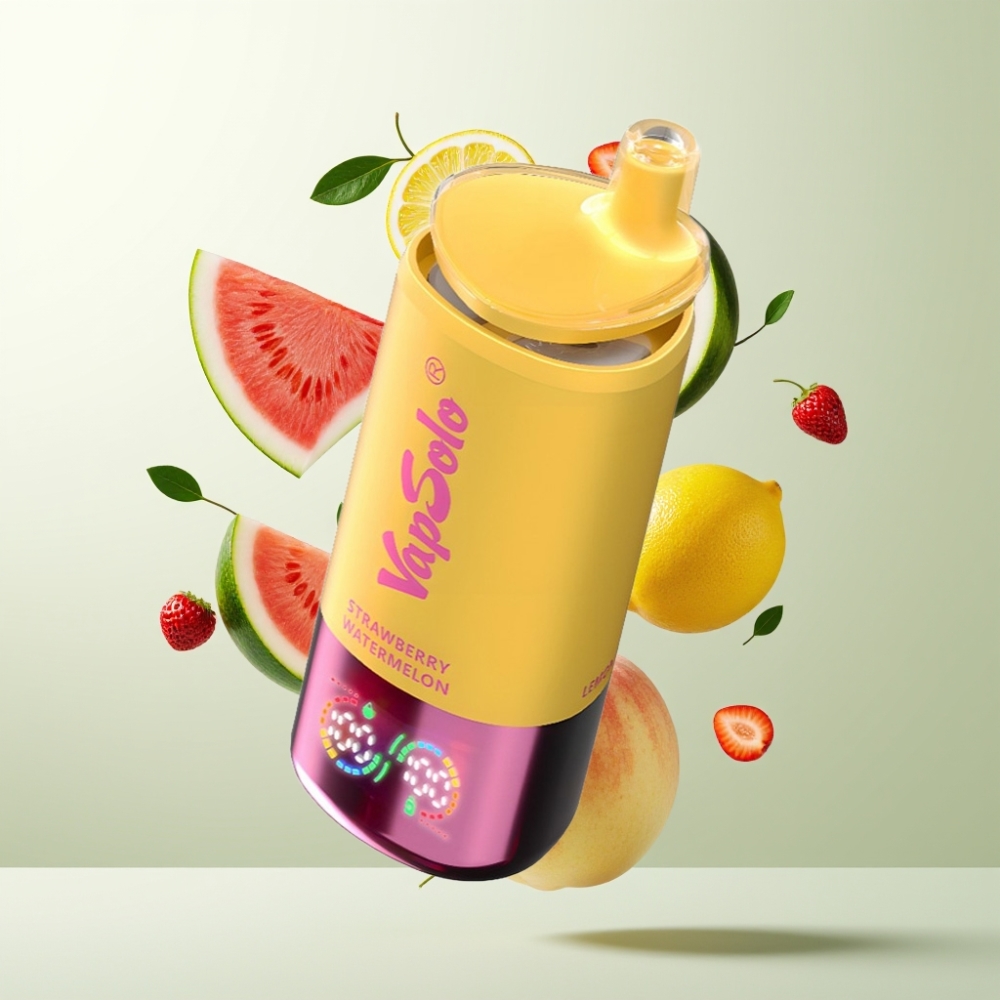 VapSolo Triple 30000 Puffs 40ml 3 Réservoirs Type-C Fraise Pastèque  Citron Pêche