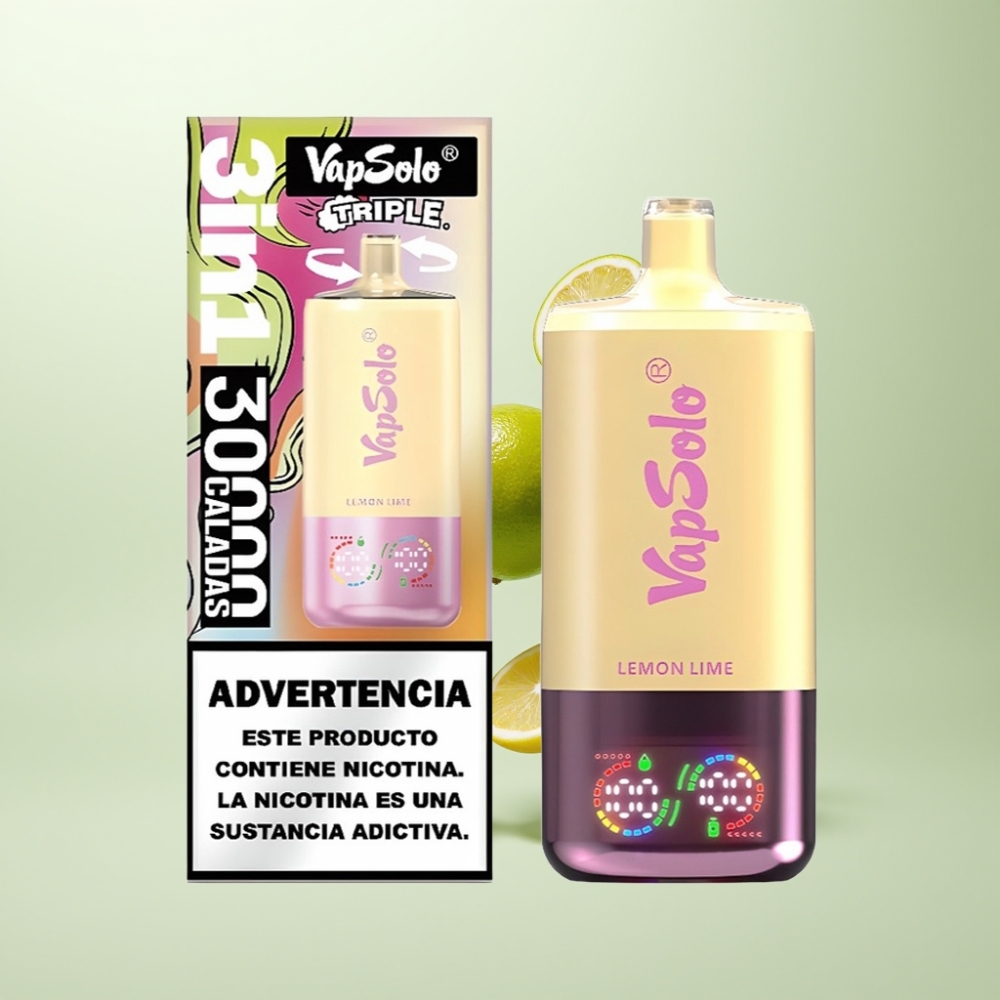 VapSolo Triple 30000 Puffs 40ml Citron Vert Type-C Triple Réservoir