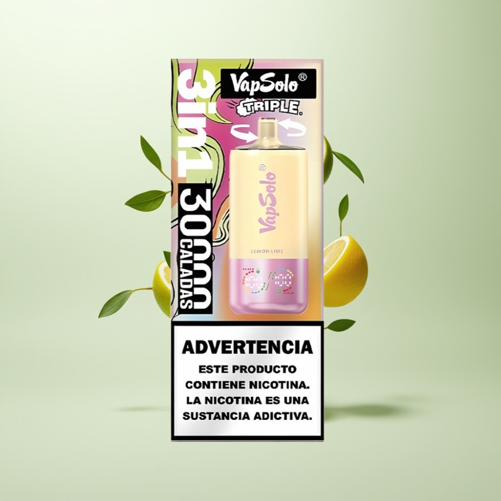 VapSolo Triple 30000 Puffs 40ml Citron Vert Type-C Triple Réservoir