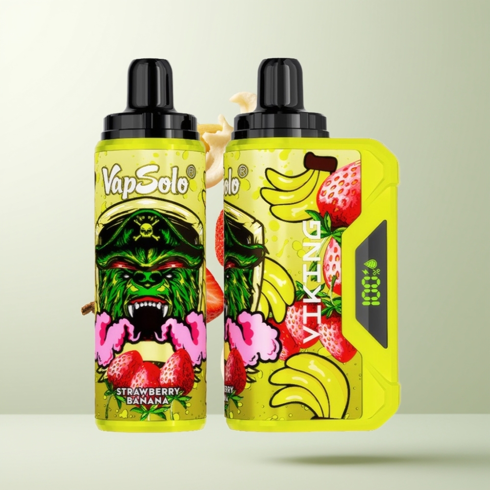 VapSolo VIKING 12000 Puffs 22ml Fraise Banane Type-C Affichage LED