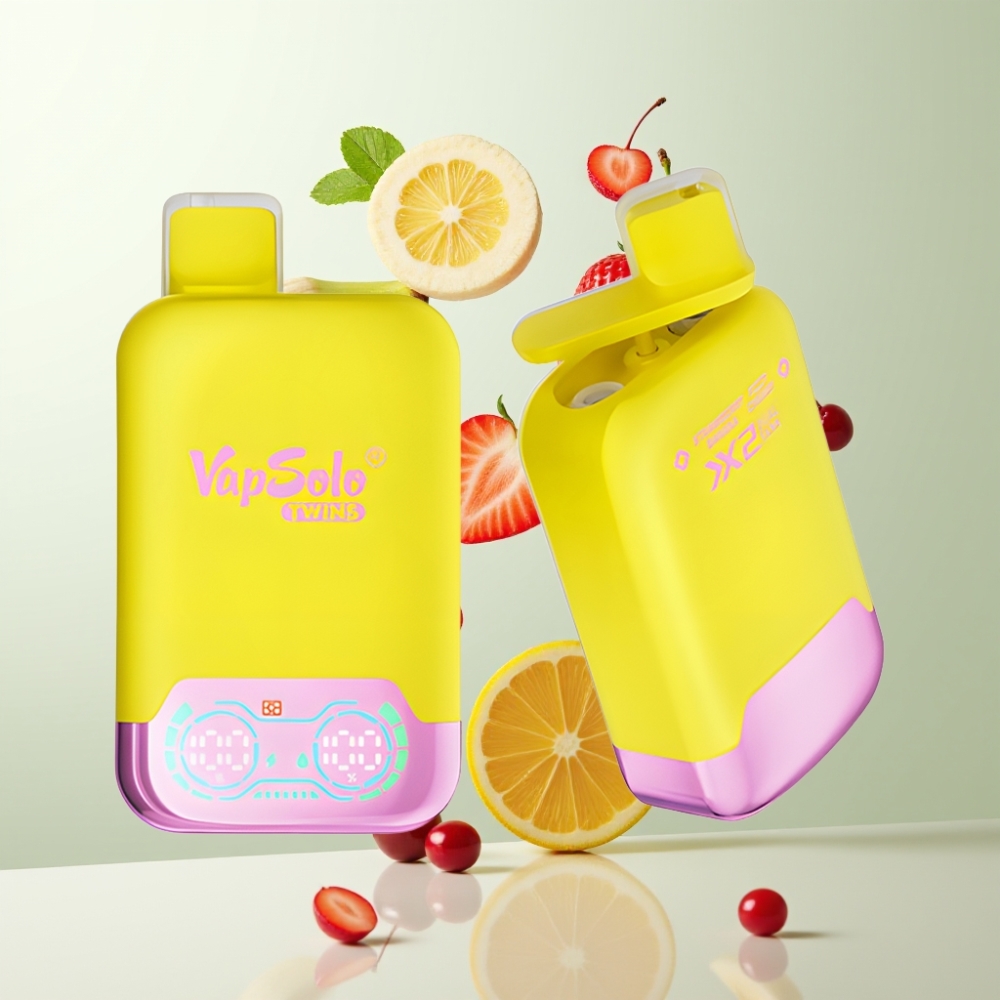 Vapsolo Twins 20000 Puffs 40ml 20mg/50mg Type-C Fraise Banane  Cerise Pétillante