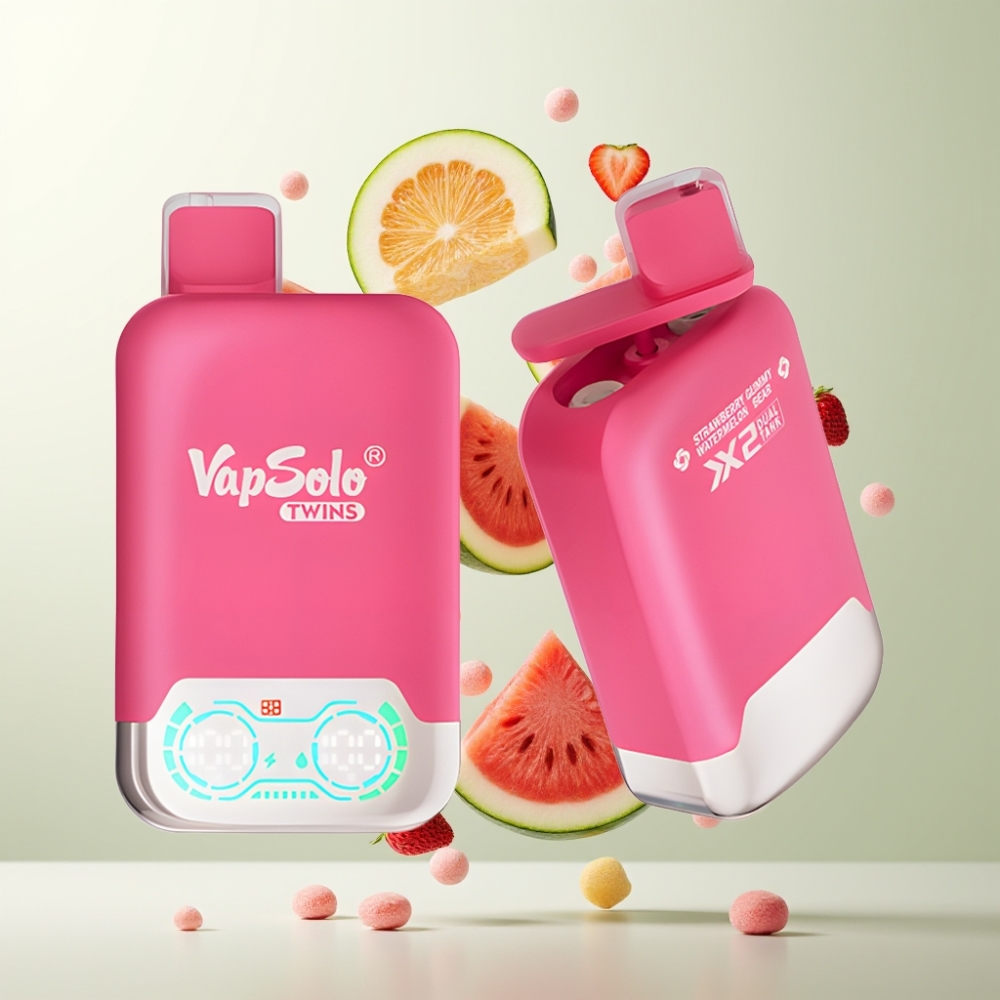 Vapsolo Twins 20000 Puffs 40ml 50mg Type-C Fraise Pastèque  Ourson Gommeux