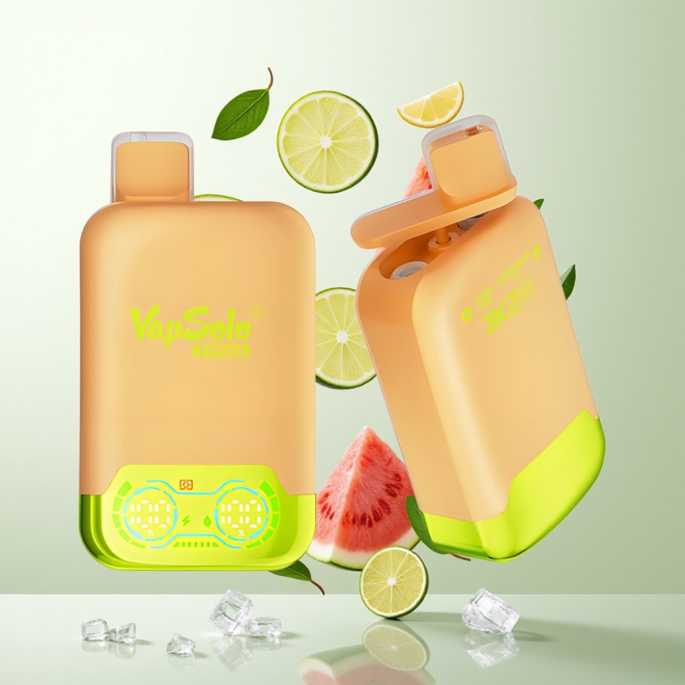 Vapsolo Twins 20000 Puffs 40ml Citron Vert Pastèque Glacée Double Réservoir Type-C