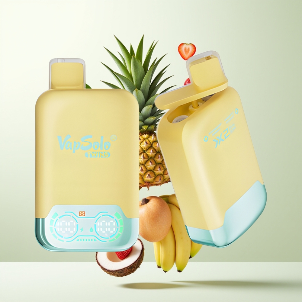 Vapsolo Twins 20000 Puffs 40ml Double Réservoir Type-C Ananas Coco  Fraise Banane