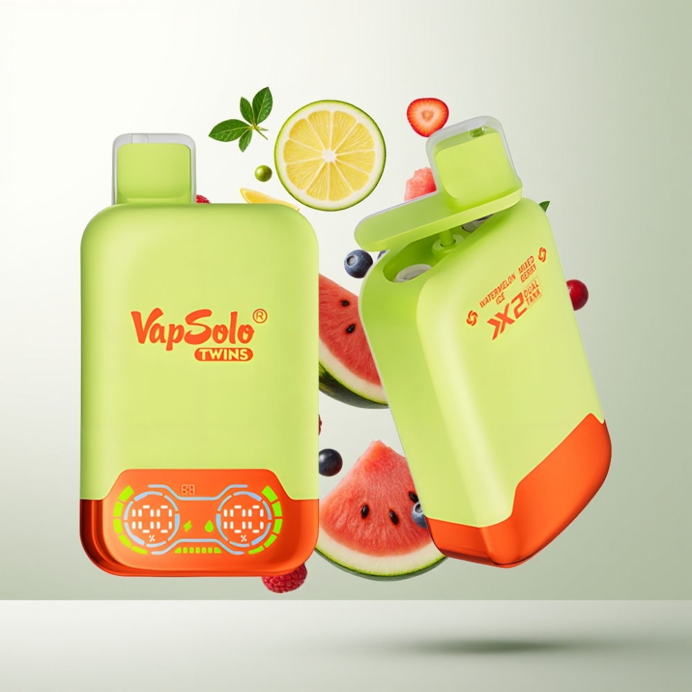 Vapsolo Twins 20000 Puffs 40ml Type-C Pastèque Glacée  Baies Mixtes