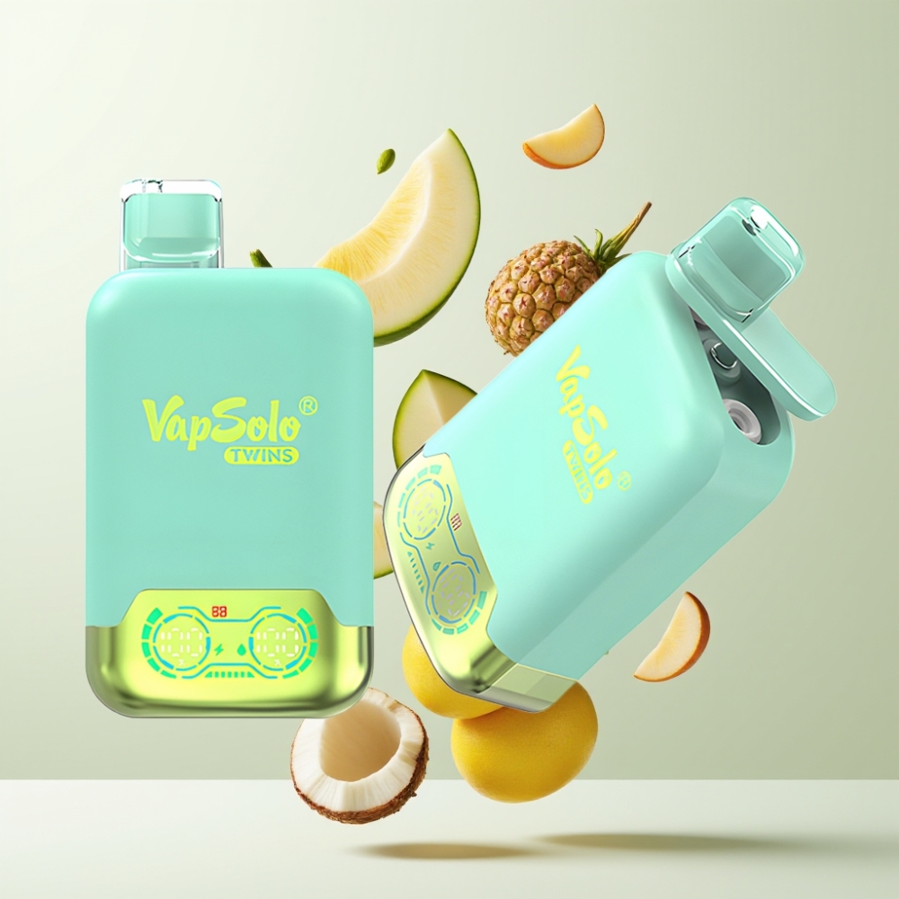 Vapsolo Twins 20000 Puffs Double Réservoir 40ml Type-C Triple Melon  Ananas Coco
