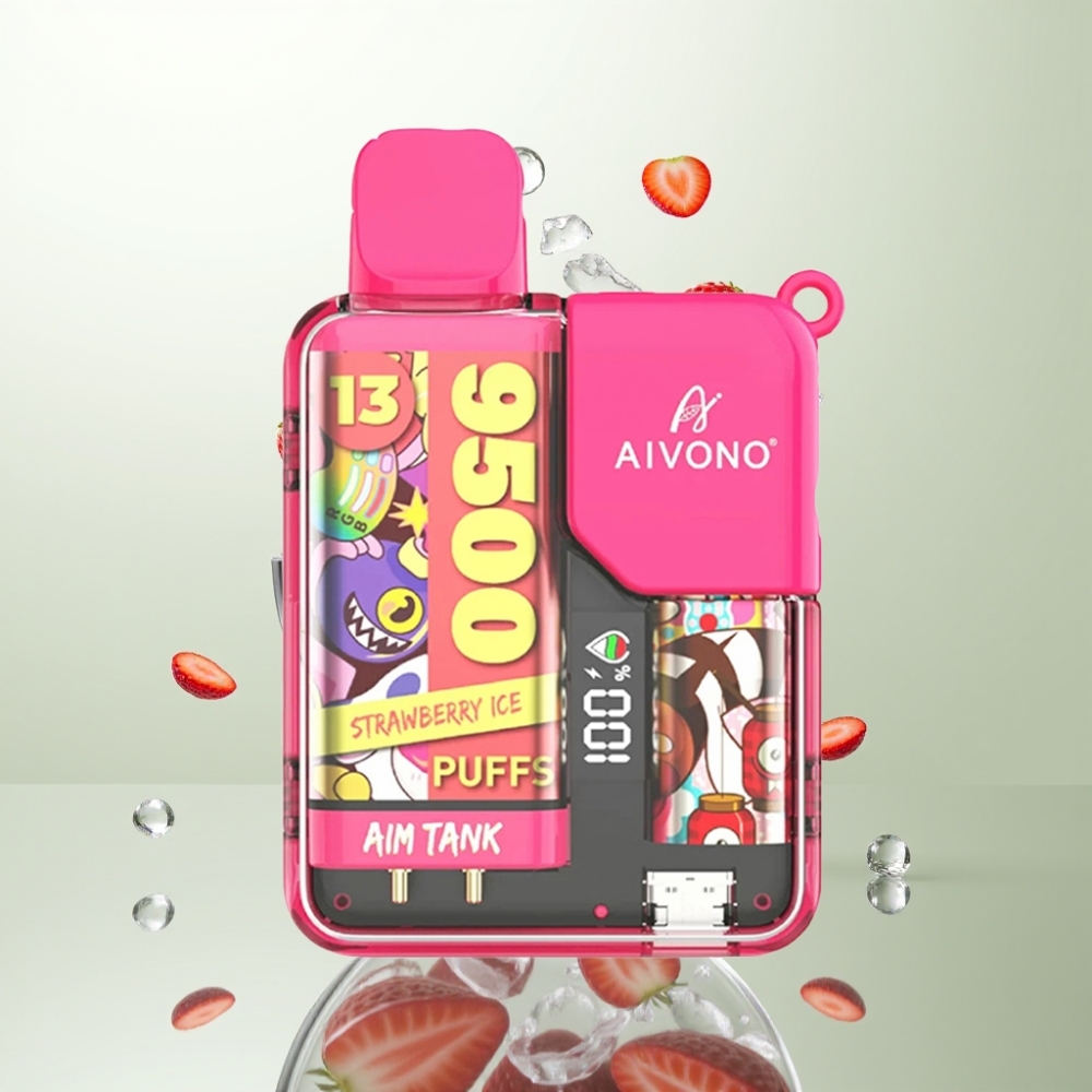 Aivono AIM-TANK 9500 Puffs 18ml 650mAh Écran LCD 1.2ohm Fraise Glacée