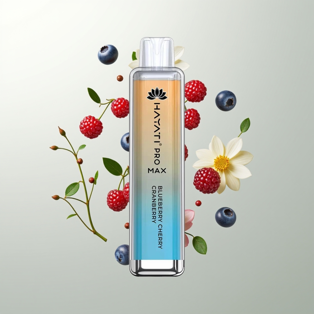 Hayati Pro Max 4000 Puffs E-Cigarette Jetable Rechargeable 1400mAh 2% 5% Nicotine Myrtille Cerise Cranberry