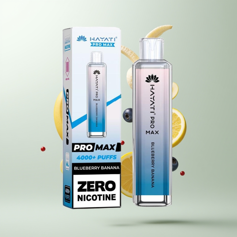 Hayati Pro Max 4000 Puffs E-Cigarette Jetable Rechargeable 1400mAh Dual 1.1 Ohm Myrtille Banane