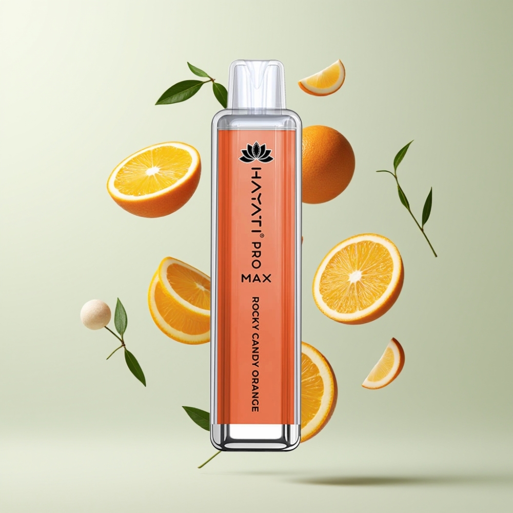 Hayati Pro Max 4000 Puffs E-liquide Rechargeable 1400mAh LED Cristal Bonbon Roche Orange