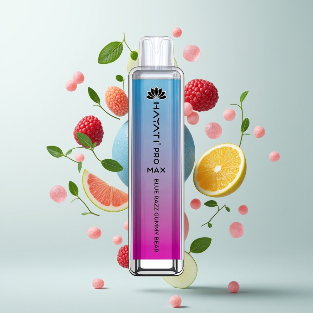 Hayati Pro Max 4000 Puffs E-liquide Rechargeable LED 2/5% Nicotine Ourson Gommé Bleu Framboise
