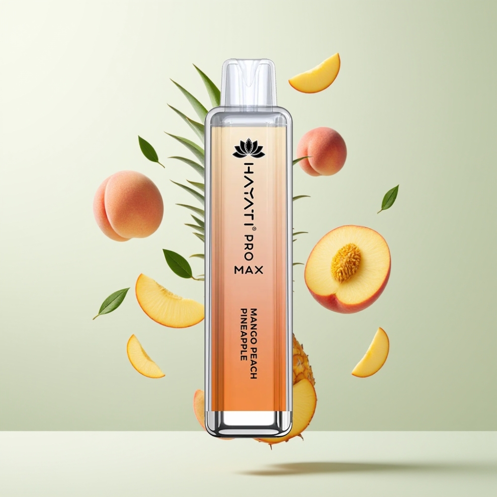 Hayati Pro Max 4000 Puffs Rechargeable Dual Mesh 1.1 Ohm LED 1400mAh Mangue Pêche Ananas