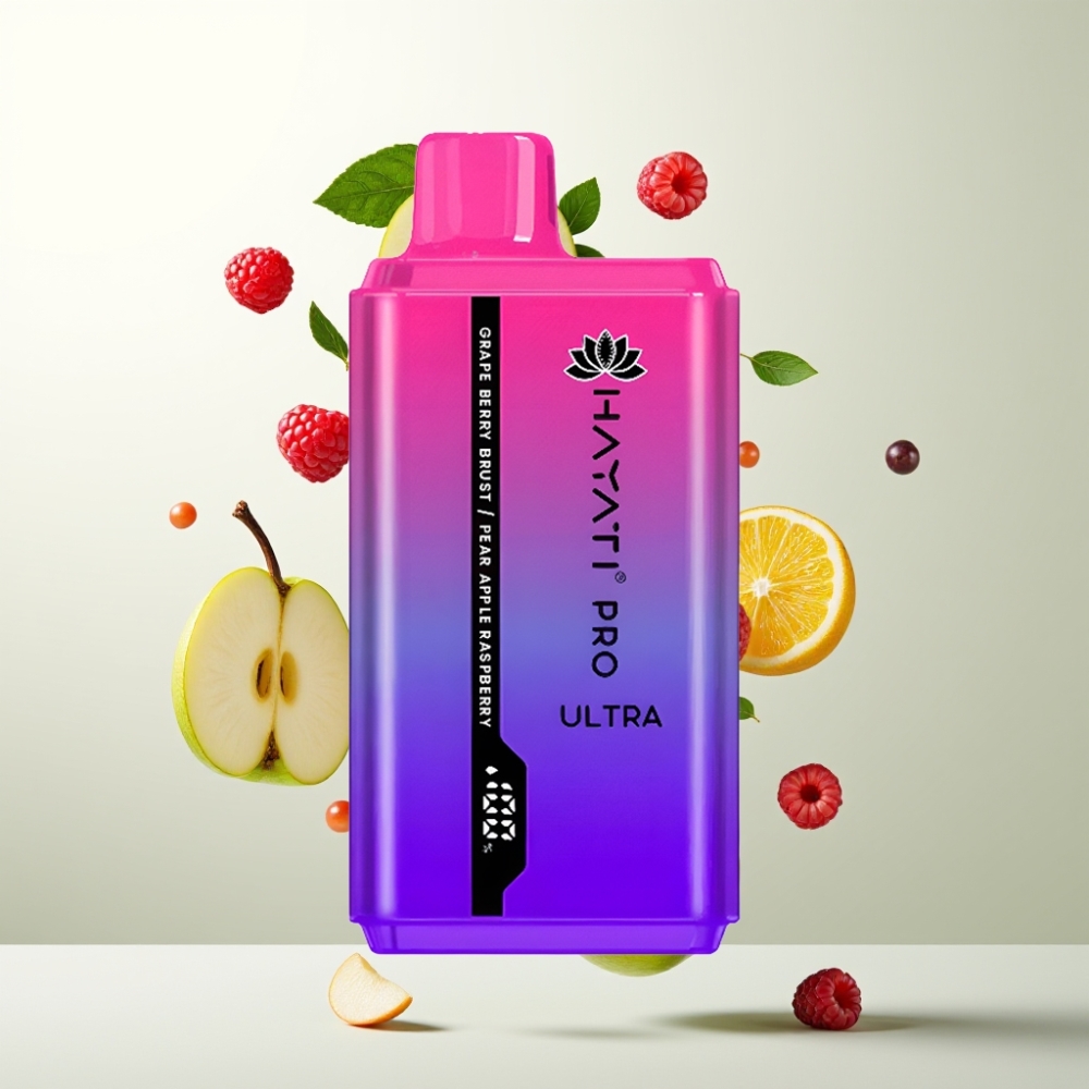 Hayati Pro Ultra 15000 Puffs 850mAh 2×12ml 2% 49 Saveurs Éclat de Baies Raisin Poire Pomme Framboise