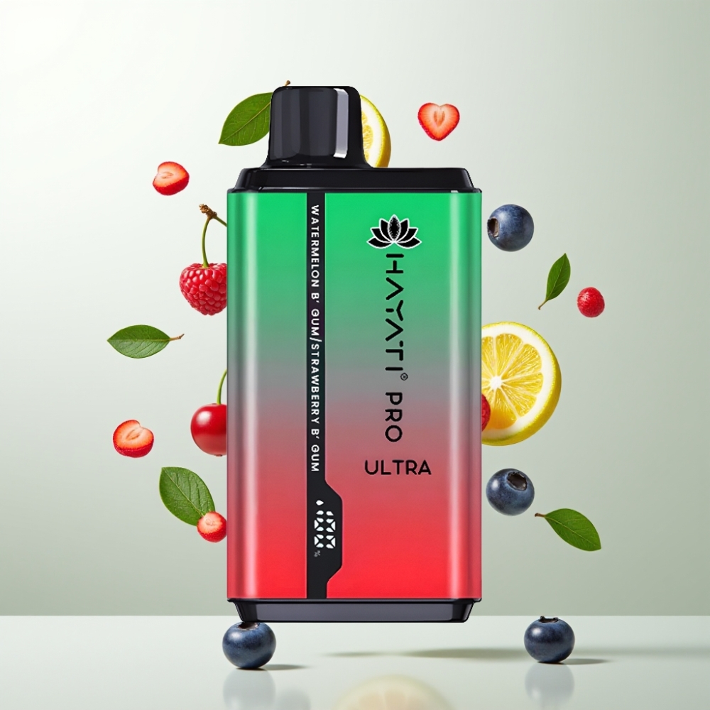 Hayati Pro Ultra 15000 Puffs 850mAh 2×12ml 2% Myrtille Framboise Cerise Citron & Myrtille