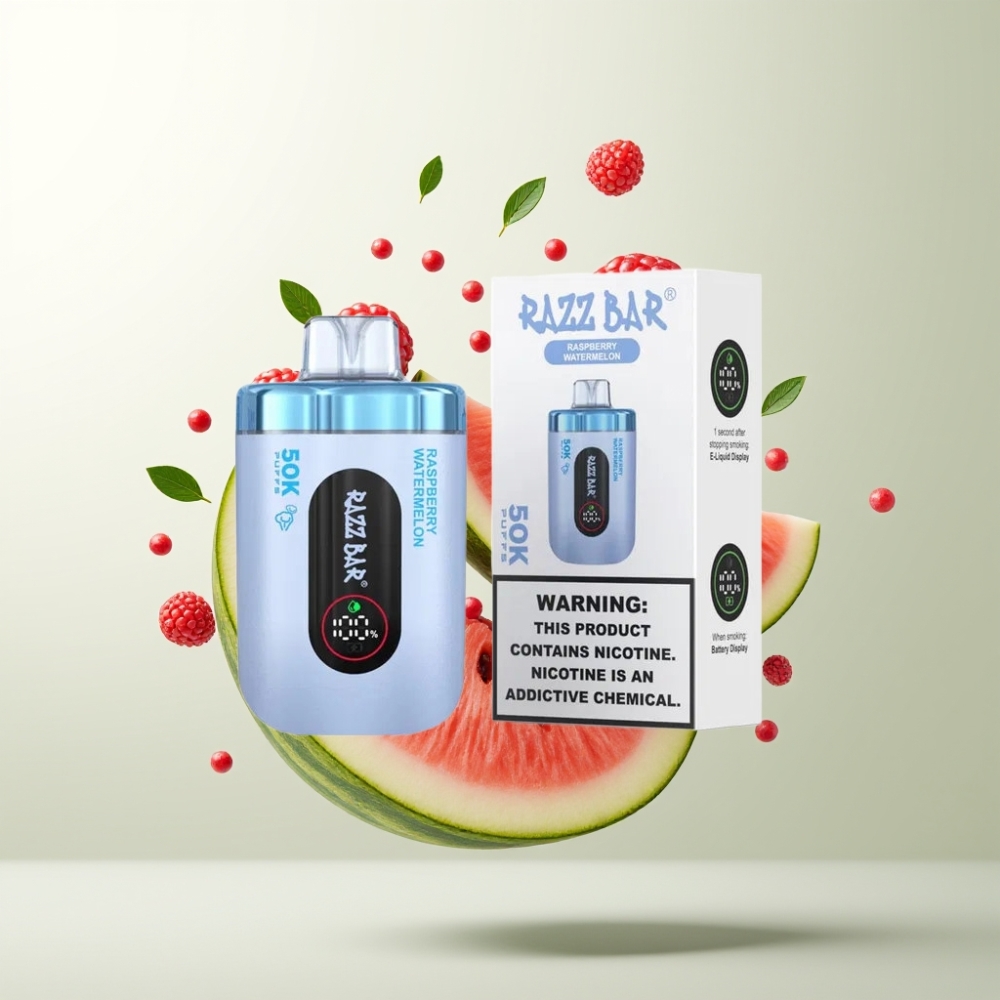 Razz Bar 50K Puffs Rechargeable 650mAh Type-C 2% Framboise Pastèque